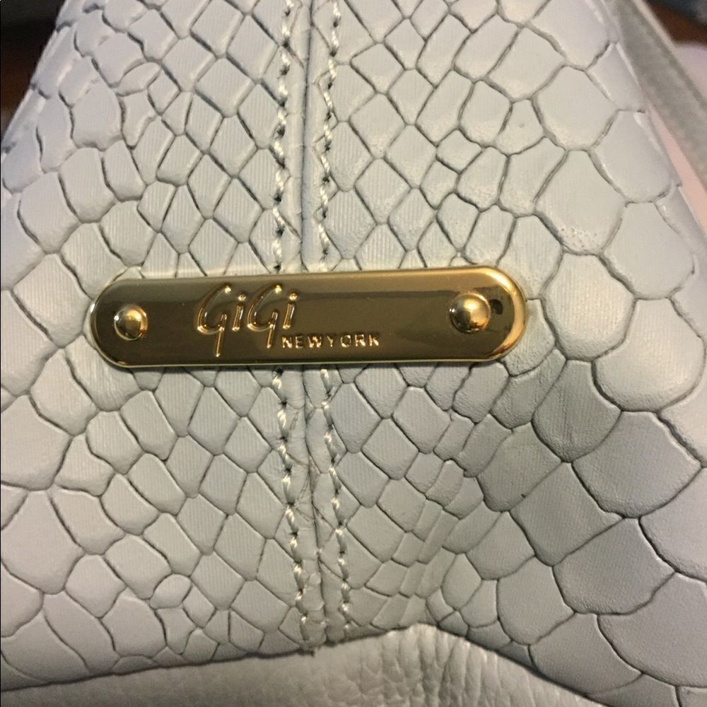 NWT Gigi New York, python embossed Soft Blue bag - Picture 4 of 7